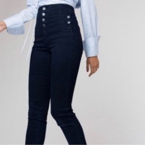 J Brand Natasha Raw Hem High Rise Skinny Crop Blue Jeans in Bluebird Size 25